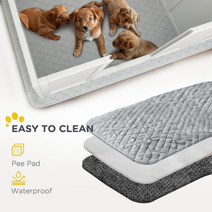 PawHut Whelping Box for Dogs, Dog Whelping Box with Waterproof Pee Pad & Adjustable Door for Small, Medium & Large Breed Dogs, 65" x 31.5"