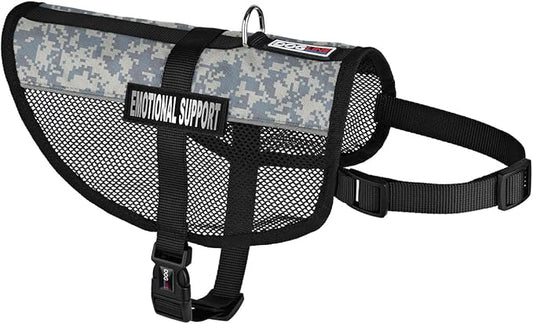 Dogline MaxAire Vest Emotional Support Removable Patch Adjustable Harness Reflective for Puppies Small Medium and Large Dogs 17 by 21 Inch Girth Urban Camo