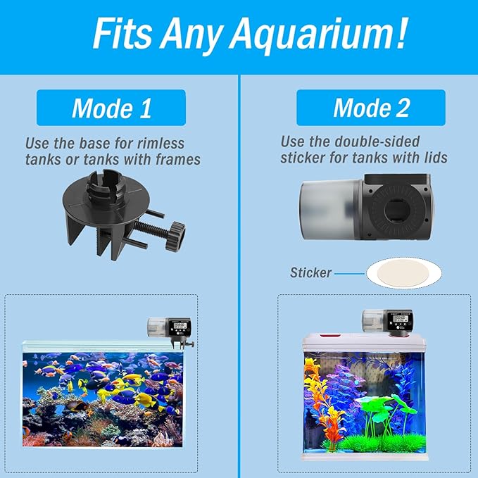 AquaMiracle Programmable Automatic Fish Feeder for Aquarium, Auto Fish Food Dispenser with Timer, Volume Adjustable Vacation Aquarium Feeder with Digital Display, for Granules Pallets Strips