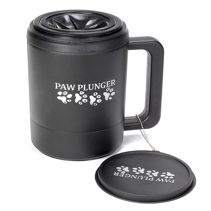 Dog Paw Cleaner - Puppy Essentials - Portable Dirty Paw Washer - Ideal for Large Dogs - Black
