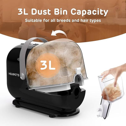 Dog Grooming Vacuum Kit - 3L Vacuum with 7 Tools, Low Noise Electric Clipper and Brush for Pet Shedding at Home, Black