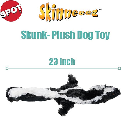SPOT Skinneeez Skunk 23-Inch Stuffing-Free Plush Dog Toy – Realistic Design with 2 Squeakers – Durable, Soft Polyester for Medium & Large Dogs – Tug, Fetch & Shake Play – for Moderate Chewers
