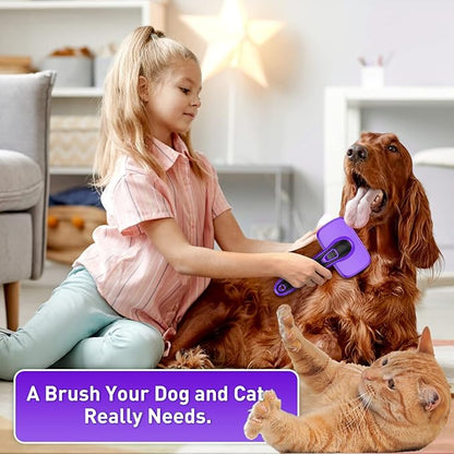 Dog Brush for Shedding, Self-Cleaning Slicker Brush, Perfect for Short & Long Haired Pets, Removes Mats, Tangles, Loose Fur, Gentle on Skin, Ideal for Small, Medium, Large Dogs. Purple