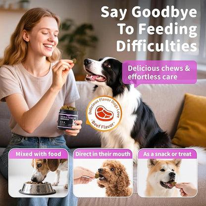 Dog Allergy Relief Chews, Itch Relief for Dogs – Turmeric & Omega-3 Supplements for Skin Comfort, Coat Health & Seasonal Support, Immune Care with Biotin & Quercetin – Beef Flavor, 90 Count