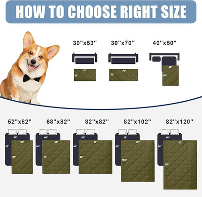 Smiry Waterproof Dog Blanket, Reversible Dog Bed Cover Pet Blanket, Soft Couch Cover for Dogs Washable, Bed Couch Sofa Furniture Protector for Puppy Cat Kids (30"x70", Green/Navy)