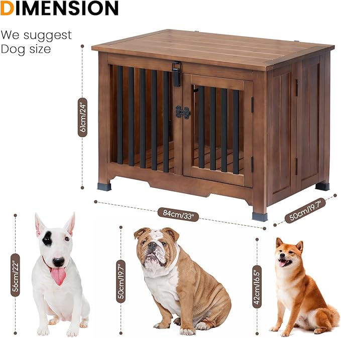 Wooden Dog Crate Furniture,Foldable and Portable Dog Kennel Furniture Indoor,Decorative Dog Crate End Table No Assembly.(Medium,Brown)