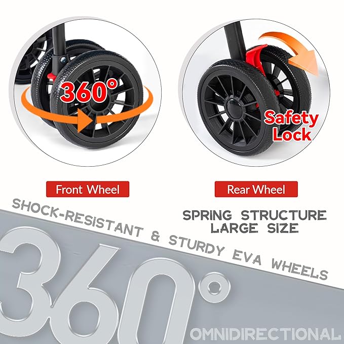 Pet Stroller,Foldable Dog Cat Cage Jogger Strolle,Extra Large 4 Wheels Carrier Jogger Travel Dog Stroller Breathable Mesh with Storage Basket and Cup Holder for Small Medium Dog Cats(Black)