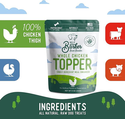 Beg & Barker Chicken Dog Food Toppers for Picky Eaters (8 Ounce, Pack of 1) - Bowl Booster with Whole Chicken - Premium Meal Mixers for Dogs - Single Ingredient, Human Grade, Grain Free