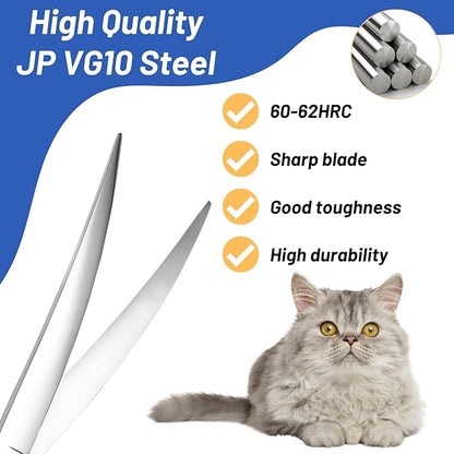 10inch Curved Dog Grooming Scissors Professional,VG10 Steel Dog Scissors for Grooming,30 Degree Bend,Sharp Blade with CNC Screw and Round Blunt Tip,Pet Grooming Shears for Medium and Large Dogs Cats
