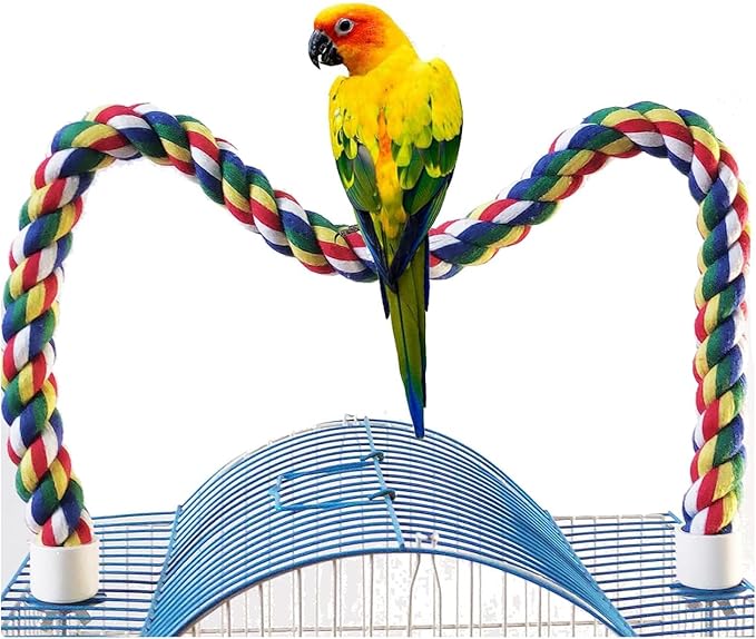 31.5-Inch _ 0.8-Inch Diameter Nipple Style Bird Rope Perch, Bird cage Accessories, Rope perches for Conures,Parrots,Cockatiel,Lovebird,Budgerigar,Parakeet perches Birds Standing Pole