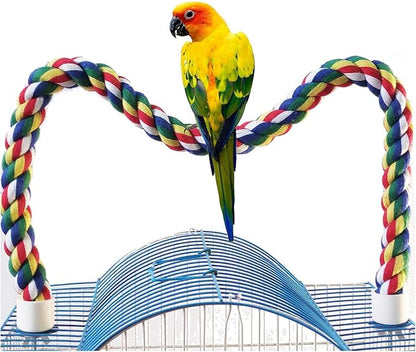 31.5-Inch _ 0.8-Inch Diameter Nipple Style Bird Rope Perch, Bird cage Accessories, Rope perches for Conures,Parrots,Cockatiel,Lovebird,Budgerigar,Parakeet perches Birds Standing Pole