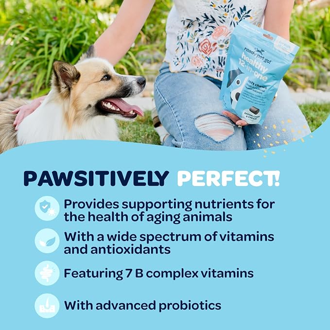 12-in-1 Complete Multivitamin for Dogs | Dog Multivitamin Chewable with Glucosamine Chondroitin & Digestive Probiotics for Dogs of All Ages and Sizes | NASC Certified & Made in The USA | 90 Chews