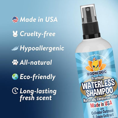 Bodhi Dog Waterless Shampoo - Natural Dry Shampoo for Dogs & Cats - Neutralizes Pet Odor - No Rinse Required - Made of Natural Extracts - Safe for Sensitive Skin - Oatmeal & Apple (8 Fl Oz)