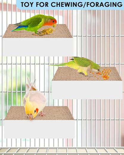 KATUMO Parrot Toys, 7 Inch Conure Shredder Foraging Toys Bird Perch Stand Cardboard Cockatiel Chew Toys for Parakeet Canary Conure Mynah Small Parrots