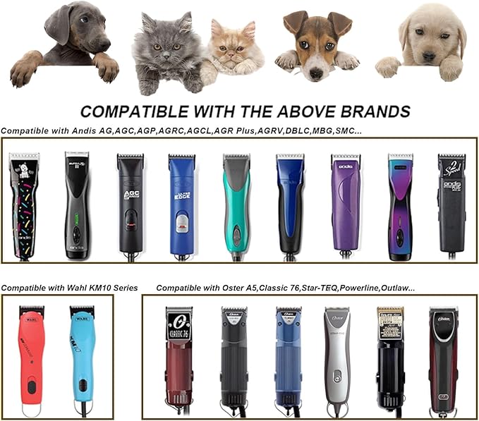 10 Blades Dog Grooming Blades Compatible with Andis/Oster A5/Wahl KM-10 Series Dog Clippers,Detachable Clipper Replacement Blade(4PCS-#10+4FC+5FC+7FC)