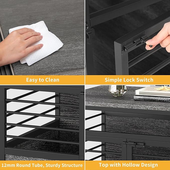 DWVO Dog Crate Furniture, 39.4 Inch Dog Kennel Indoor Furniture End Table Cage for Dogs, Modern Decorative Cage Wooden Dogs Crate Furniture with Wheels, Chew-Resistant, Dark Grey