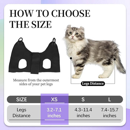 PatiencET Cat Grooming Hammock Pet Hammock Cat Nail Clipper Hammock for Nail Trimming Dog Sling for Nail Clipping Dog Hanging Harness (Black XS)