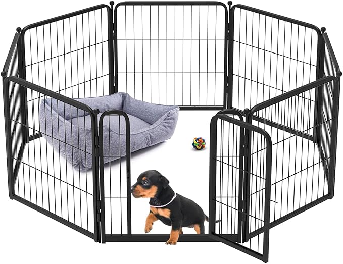 FXW Homeplus Dog Playpen for Indoor Use - Stress-Free and Safe Play, Heavy Duty 24 Inch 8 Panels Dog Pen for Puppies and Small Dogs, Black_atented
