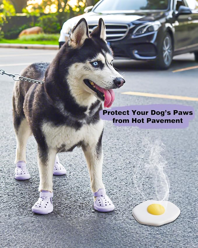 Dog Boots for Hot Pavement & Snow, Waterproof Non-Slip Dog Shoes with Reflective Straps, Adjustable Pet Booties for Small to Large Dogs, Outdoor Paw Protection, 4Pcs