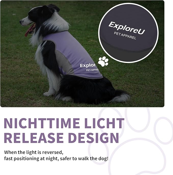 Dog Shirt, Lightweight Breathable Dog Cooling Vest Sun Protection Pet T-Shirts Quick Dry Soft Stretchy Reflective Label Pet Clothes - Small Medium Large Dogs (Lilac Ether 1PC, X-Large)