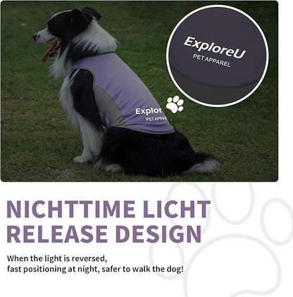 Dog Shirt, Lightweight Breathable Dog Cooling Vest Sun Protection Pet T-Shirts Quick Dry Soft Stretchy Reflective Label Pet Clothes - Small Medium Large Dogs (Lilac Ether 1PC, X-Large)