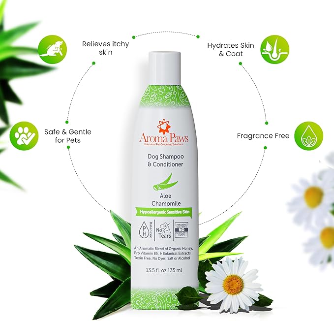 Dog Shampoo and Conditioner - Tearless Dog Shampoo for Cleansing, Grooming, and Conditioning Sensitive Skin - Moisturizing Shampoo for Dogs and Puppies - Fragrance-Free 13.5 oz