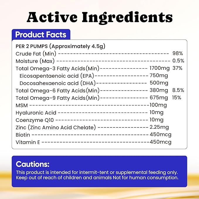 Wild Alaskan Salmon Oil for Dogs & Cats – Fast-Absorbing Fish Oil for Dogs with Krill Oil, Omega 3 6 9 Fish Oil Supplement from 8 Deep Sea Fishs for Skin, Coat, Joints & Heart -16oz (90 Day Supply)