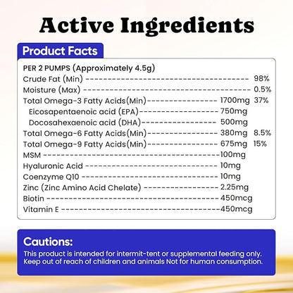 Wild Alaskan Salmon Oil for Dogs & Cats – Fast-Absorbing Fish Oil for Dogs with Krill Oil, Omega 3 6 9 Fish Oil Supplement from 8 Deep Sea Fishs for Skin, Coat, Joints & Heart -16oz (90 Day Supply)