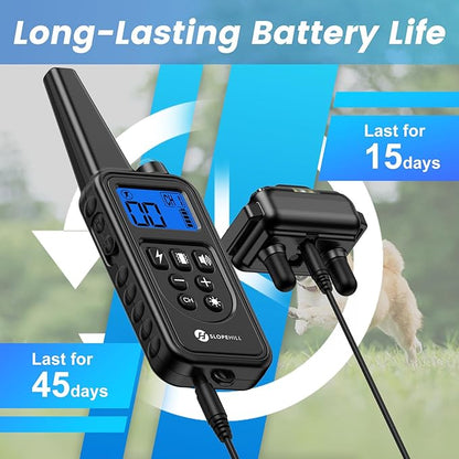 Dog Training Collar with Remote, Electronic Dog Shock Collar with Beep, Vibration, Shock, Light and Keypad Lock Mode, Electric Dog Collar Set for Small Medium Large Dogs (Black Green)