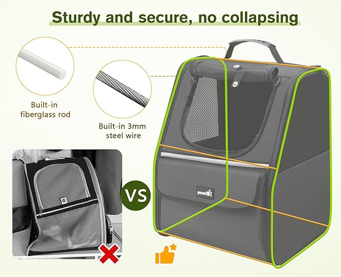 Pecute Cat Backpack Carrier, Small Dog Backpack Carrier, Pet Backpack Carrier for Cats Dogs Puppy Kitten, Cat Carrier Bag Carrying for Travel Hiking Bike Riding Walking Outdoor,Black