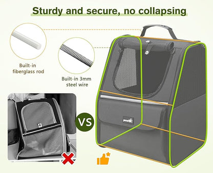 Pecute Cat Backpack Carrier, Small Dog Backpack Carrier, Pet Backpack Carrier for Cats Dogs Puppy Kitten, Cat Carrier Bag Carrying for Travel Hiking Bike Riding Walking Outdoor,Black