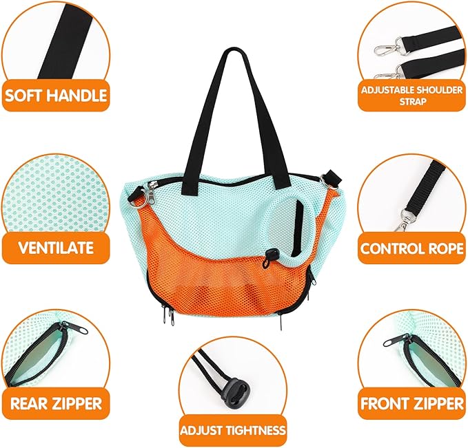 Dog Carrier Sling Adjustable Hand Free Dog Sling Carrier for Carry Small Dogs and Cats Travel Safety Harness Reversible Puppy Carrier Purse with Storage Pocket Suitable for Puppy