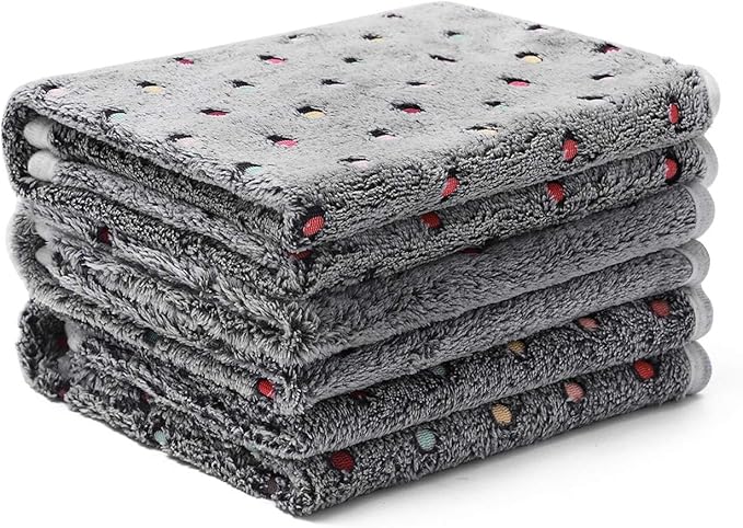 Luciphia 1 Pack 3 Blankets Super Soft Cute Dot Pattern Pet Blanket Flannel Throw for Dog Puppy Cat Medium(30x20), Grey
