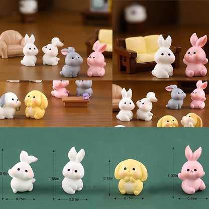 48pcs Mini Resin Animal Styles Tiny Resin Animals The Little Chicken Family Rabbit, Sheep, Cow, Big Duck, Yellow Duck, Duck, Egg, Chicken coop