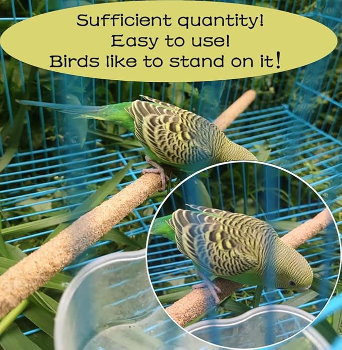 40Pcs Sand Perch Covers for Bird - Bird Perch Covers 7.5" Long x 3/8" Diameter Bird Perches for Parakeets, Lovebirds, Parrotlets, Canaries and Other Small Birds (Yellow, 40pcs 7.5" x 0.43")