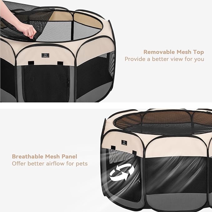 A4Pet Portable Kitten Playpen for Cats, 27" Foldable Pet Playpen for Puppy/Cat/Rabbit/Chick, with Removable Zipper Top & Mesh Panel(11_ _ 7.5_)