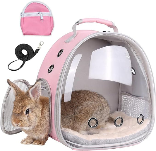 Portable Guinea Pig Backpack with Small Bag Harness and Leash Set, Space Capsule Bubble Window Pet Carrier Cage Travel for Rabbit, Bearded Dragon, Squirrel, Tortoise, Bird, Lizard, Sugar Glider