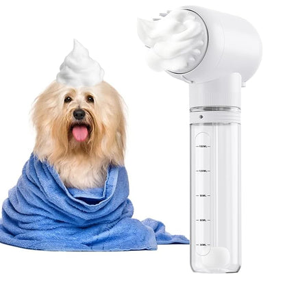 Dog Brush with Massage Head, Ergonomic Grip Handle,Electric Pet Bubble Bath Brush with Massage & Foaming Function, Ideal for Dogs and Cats, Gentle on Fur, Deep Cleansing