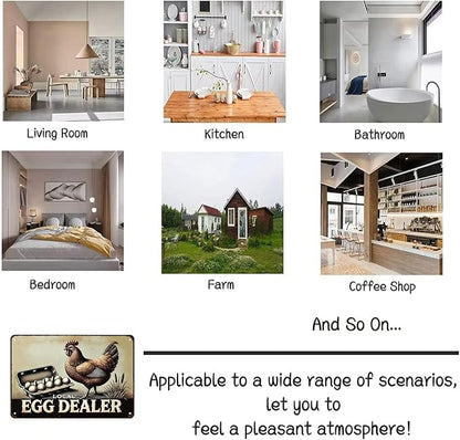 Funny Chicken Gifts Relax Local Egg Dealer Tin Sign for Home Farm Chicken Coop Farmhouse Kicthen Garden Decor 8 X 12 Inch (3522)