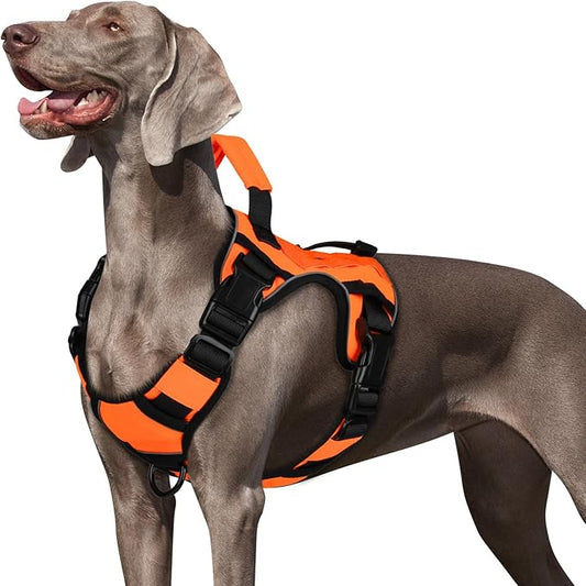 WINGOIN Orange Tactical Dog Harness Vest for Large Medium Dogs No Pull Adjustable Reflective K9 Military Dog Service Dog Harnesses with Handle for Walking, Hiking, Training(M)