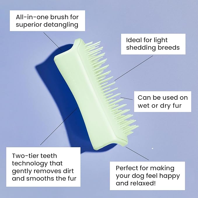 Pet Teezer by Tangle Teezer Puppy Essential Dog Brush, with Extra Soft Teeth for Gentle Grooming on Wet or Dry Fur, Mint