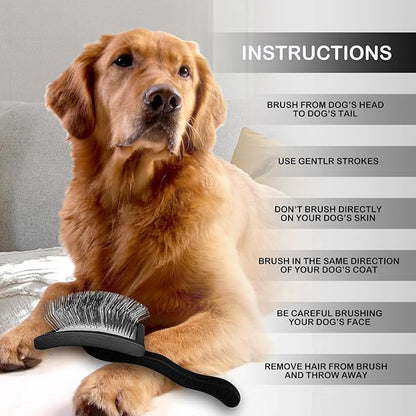 Dog Slicker Brush for Golden Doodle Grooming Kit - Dematting Brushes for Goldendoodles, Labradoodles, Poodles - Pet Hair Brush for Medium & Long Haired Dogs - Large (Black)