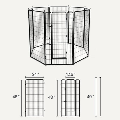 Amazon Basics Dog Playpen, 8 Panels Metal Fence with Door, Foldable for Indoor and Outdoor Use, Suitable for Small to Medium Sized Dogs, 48 Inch Height, Black