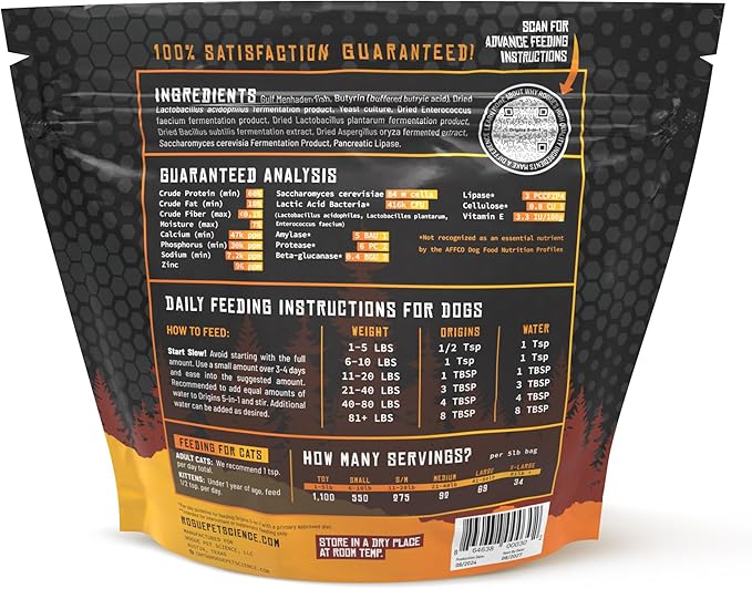 ROGUE PET SCIENCE Origins 5-in-1 Dog Supplement - Powdered Food Topper w/Natural Omega 3 Fish Oil - Supports Healthy Digestion, Skin, and Coat - Helps Reduce Itching & Joint Inflammation (5 lbs)
