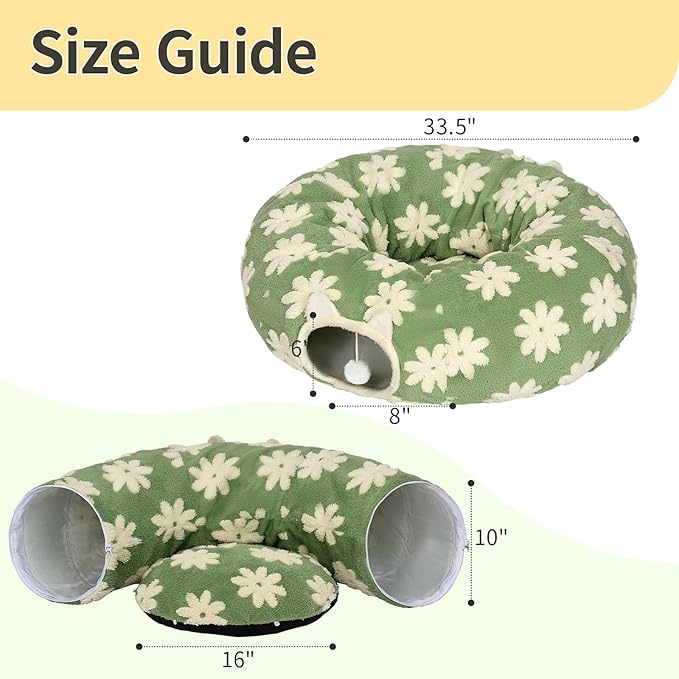 Pesen Cat Tunnel Bed with Soft Cushion, Cat Toys for Indoor Cats Enhance Bonding Between Pets and Owners, Encourage Exploration, and Satisfy Natural Instincts for Kittens, Dogs, and Rabbits