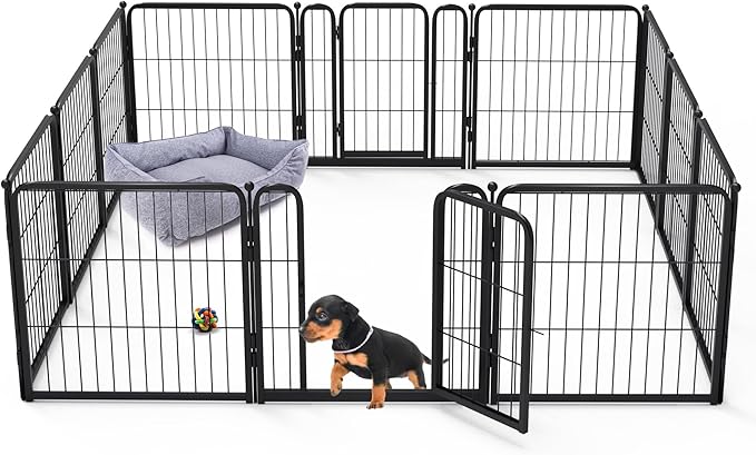 FXW Homeplus Dog Playpen for Indoor Use - Stress-Free and Safe Play, Heavy Duty 24 Inch 12 Panels Dog Pen for Puppies & Small Dogs, Black_atented