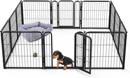 FXW Homeplus Dog Playpen for Indoor Use - Stress-Free and Safe Play, Heavy Duty 24 Inch 12 Panels Dog Pen for Puppies & Small Dogs, Black_atented