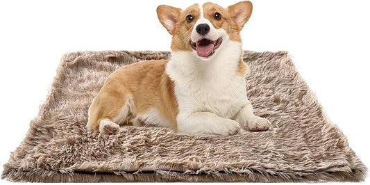 PJYuCien Fluffy Fleece Calming Pet Throw Blanket, Super Soft and Warm for Indoor Cats and Dogs, Medium 24 * 32", Machine Washable, Grey Puppy Blanket (Brown)