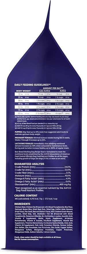 Best Breed Working Dog Diet Made in USA [Natural High Calorie Dry Dog Food] - 4lbs