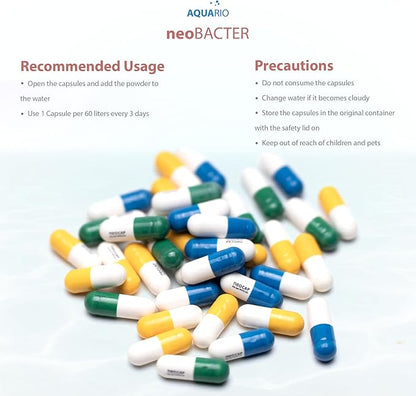 Neo Cap - Water Conditioner for Aquarium Tank - Enhances Biological Filtration, Improves Water Quality, Safe for Freshwater & Saltwater - Bacter, 20 Capsules